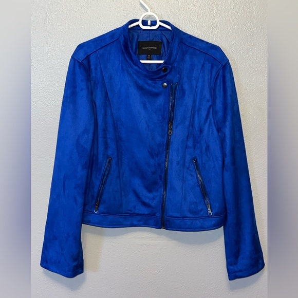 Banana Republic Jackets & Blazers - Banana Republic Blue Faux Suede Moto Jacket
